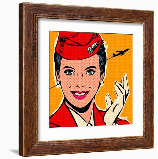 Flight attendant red-Bruno Pozzo-Framed Art Print