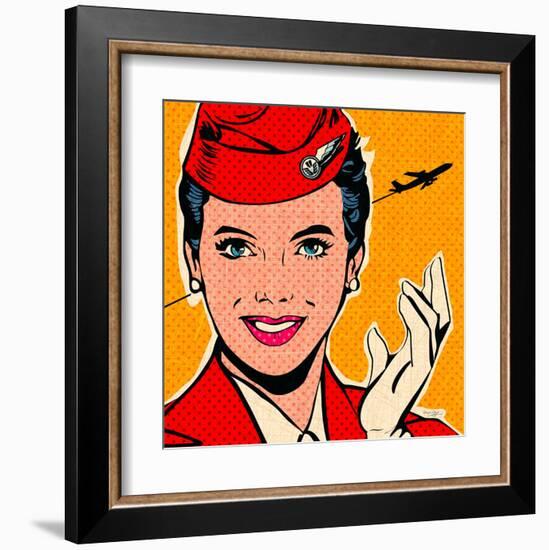 Flight attendant red-Bruno Pozzo-Framed Art Print