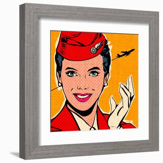 Flight attendant red-Bruno Pozzo-Framed Art Print