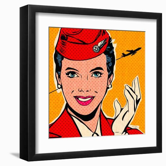 Flight attendant red-Bruno Pozzo-Framed Art Print