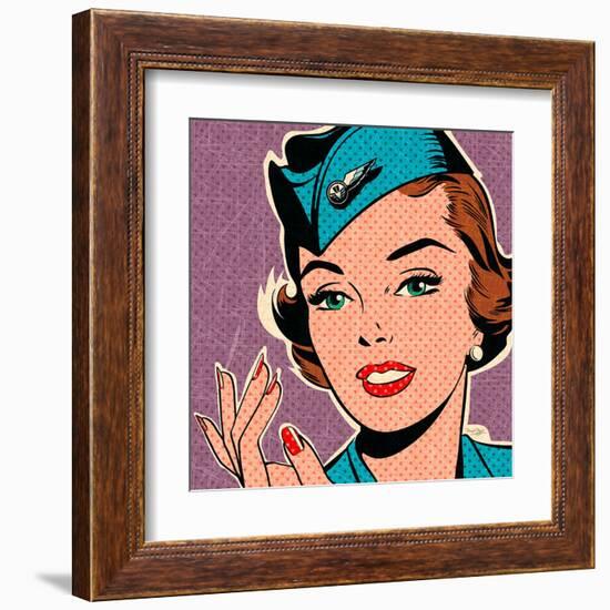 Flight attendant turquoise-Bruno Pozzo-Framed Art Print