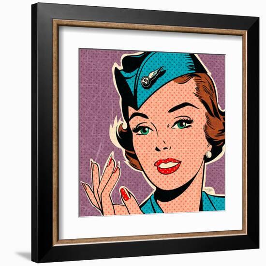 Flight attendant turquoise-Bruno Pozzo-Framed Art Print