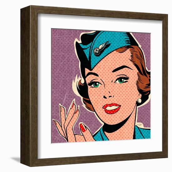 Flight attendant turquoise-Bruno Pozzo-Framed Art Print