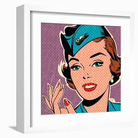 Flight attendant turquoise-Bruno Pozzo-Framed Art Print