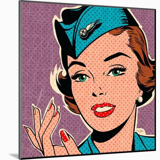 Flight attendant turquoise-Bruno Pozzo-Mounted Art Print