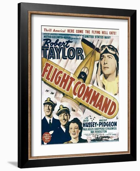 Flight Command, Walter Pidgeon, Robert Taylor, Ruth Hussey, Robert Taylor on Window Card, 1940-null-Framed Photo