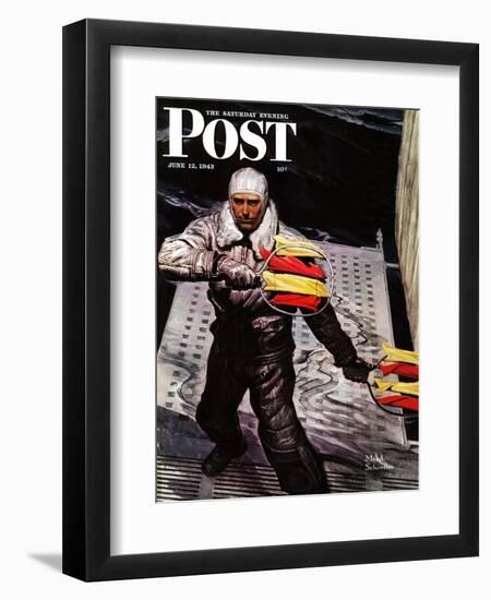 "Flight Controller on Aircraft Carrier," Saturday Evening Post Cover, June 12, 1943-Mead Schaeffer-Framed Giclee Print