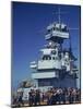 Flight Crews Awaiting Return of Planes Aboard the Aircraft Carrier Uss Enterprise-null-Mounted Photographic Print