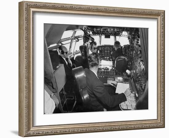 Flight Deck of a Stratocruiser, Flying under Instrument Conditions-Peter Stackpole-Framed Photographic Print