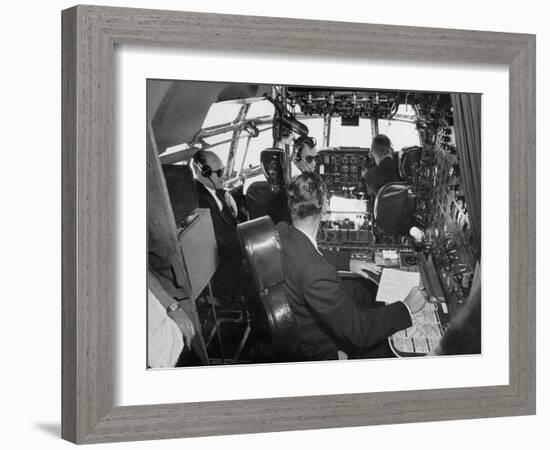 Flight Deck of a Stratocruiser, Flying under Instrument Conditions-Peter Stackpole-Framed Photographic Print