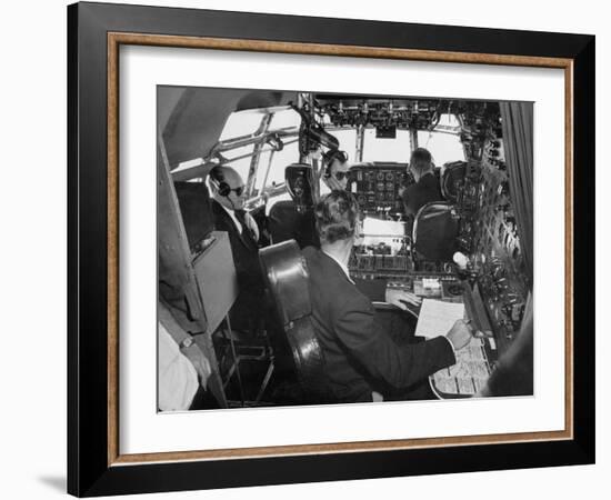 Flight Deck of a Stratocruiser, Flying under Instrument Conditions-Peter Stackpole-Framed Photographic Print