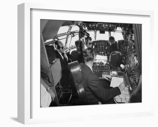 Flight Deck of a Stratocruiser, Flying under Instrument Conditions-Peter Stackpole-Framed Photographic Print