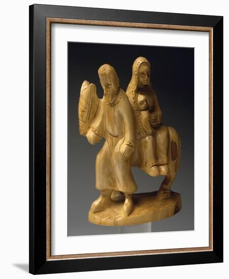 Flight into Egypt, Nativity Scene with Carved Olive Wood Figurines, Palestine-null-Framed Giclee Print