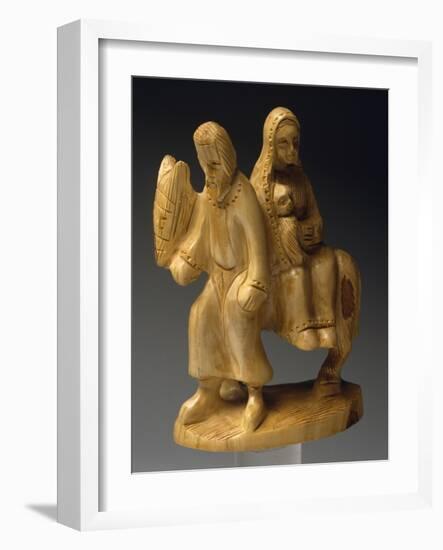 Flight into Egypt, Nativity Scene with Carved Olive Wood Figurines, Palestine-null-Framed Giclee Print