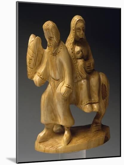 Flight into Egypt, Nativity Scene with Carved Olive Wood Figurines, Palestine-null-Mounted Giclee Print