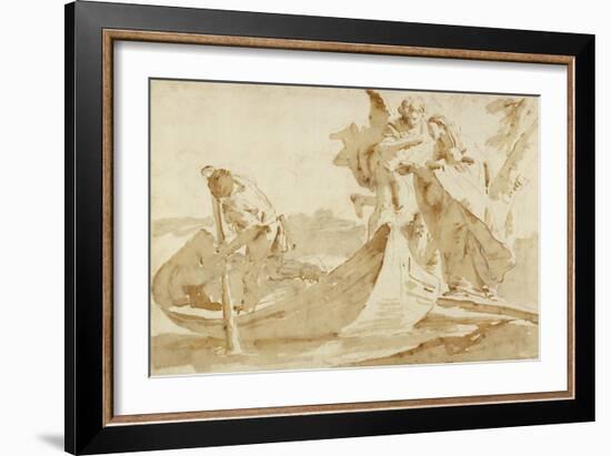 Flight into Egypt (recto); Various Studies (verso)-Giovanni Battista Tiepolo-Framed Art Print