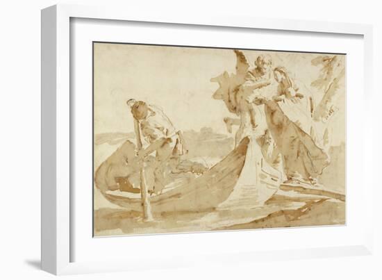 Flight into Egypt (recto); Various Studies (verso)-Giovanni Battista Tiepolo-Framed Art Print