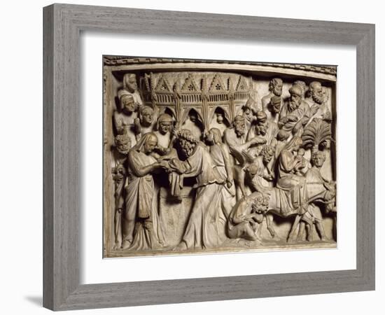 Flight into Egypt, Scene from the Life of Christ, Panel on the Pulpit in the Cathedral of Pisa-Giovanni Pisano-Framed Giclee Print