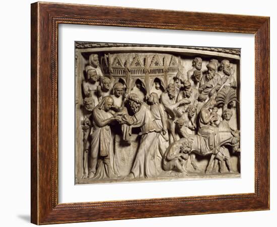 Flight into Egypt, Scene from the Life of Christ, Panel on the Pulpit in the Cathedral of Pisa-Giovanni Pisano-Framed Giclee Print