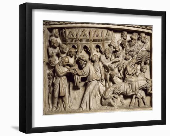 Flight into Egypt, Scene from the Life of Christ, Panel on the Pulpit in the Cathedral of Pisa-Giovanni Pisano-Framed Giclee Print