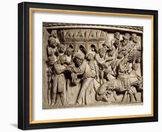 Flight into Egypt, Scene from the Life of Christ, Panel on the Pulpit in the Cathedral of Pisa-Giovanni Pisano-Framed Giclee Print