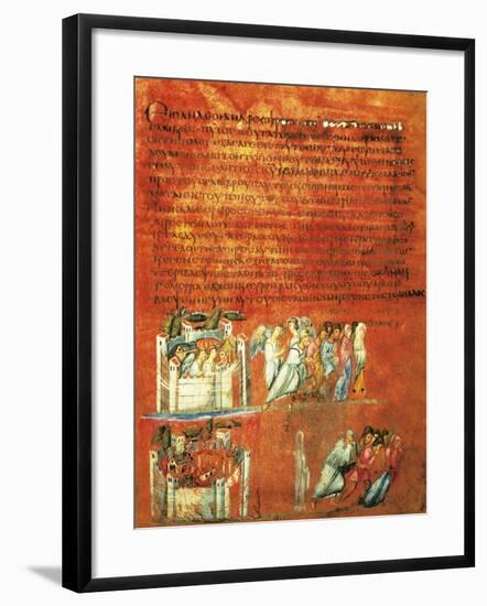 Flight of Loth and the Destruction of Sodom, Miniature from Genesis of Vienna--Framed Giclee Print