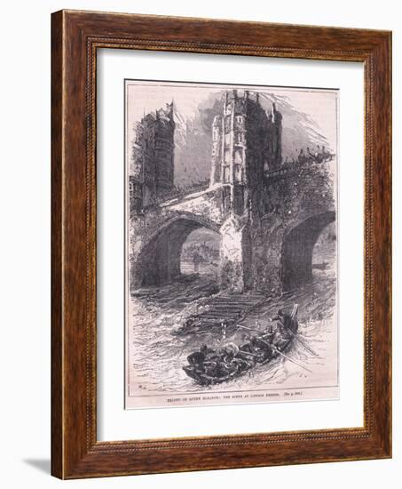 Flight of Queen Eleanor: Scene at London Bridge Ad 1263-Charles Ricketts-Framed Giclee Print