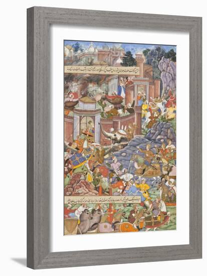 Flight of Sultan Bahadur During Humayun's 1535 Campaign in Gujarat, c.1590-Dharmdas-Framed Giclee Print