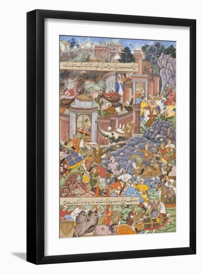 Flight of Sultan Bahadur During Humayun's 1535 Campaign in Gujarat, c.1590-Dharmdas-Framed Giclee Print