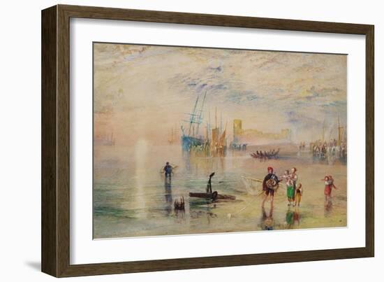 Flint Castle, C.1834 (W/C with Scratching out on Paper)-Joseph Mallord William Turner-Framed Giclee Print