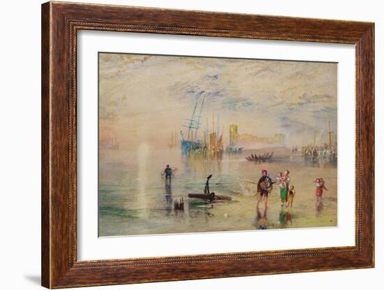 Flint Castle, C.1834 (W/C with Scratching out on Paper)-Joseph Mallord William Turner-Framed Giclee Print