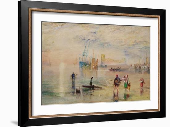 Flint Castle, C.1834 (W/C with Scratching out on Paper)-Joseph Mallord William Turner-Framed Giclee Print