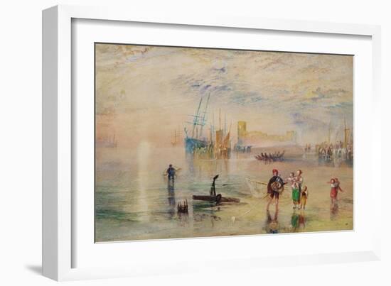 Flint Castle, C.1834 (W/C with Scratching out on Paper)-Joseph Mallord William Turner-Framed Giclee Print