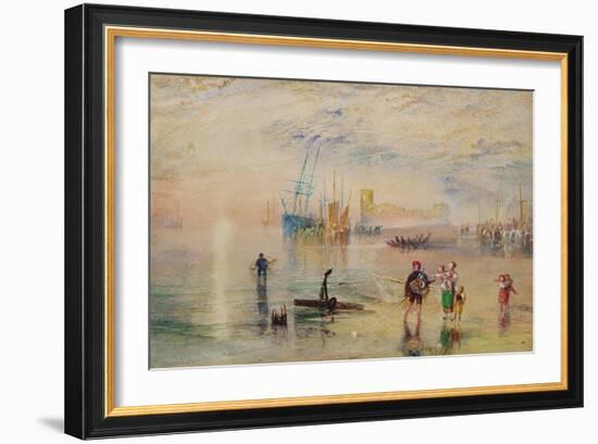 Flint Castle, C.1834 (W/C with Scratching out on Paper)-Joseph Mallord William Turner-Framed Giclee Print