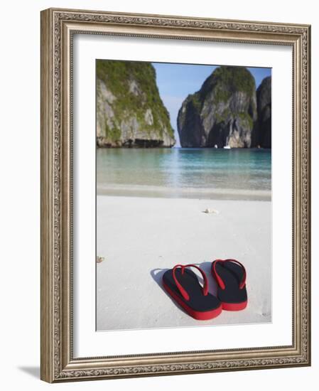 Flip Flips on Beach, Ao Maya, Ko Phi Phi Leh, Thailand-Ian Trower-Framed Photographic Print