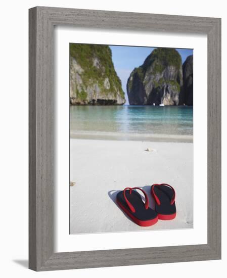 Flip Flips on Beach, Ao Maya, Ko Phi Phi Leh, Thailand-Ian Trower-Framed Photographic Print