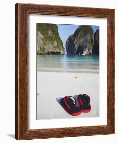 Flip Flips on Beach, Ao Maya, Ko Phi Phi Leh, Thailand-Ian Trower-Framed Photographic Print