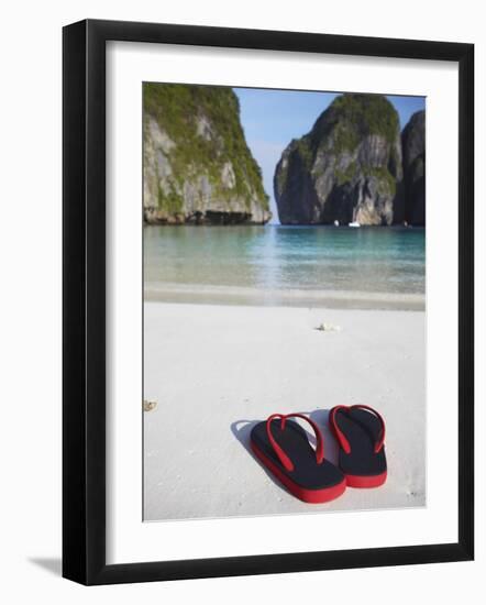 Flip Flips on Beach, Ao Maya, Ko Phi Phi Leh, Thailand-Ian Trower-Framed Photographic Print