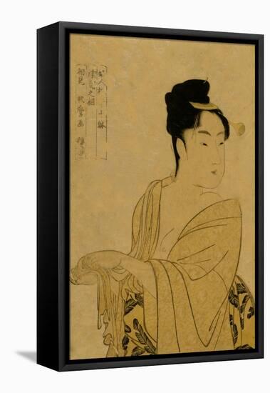 Flirtatious Lover-Kitagawa Utamaro-Framed Stretched Canvas