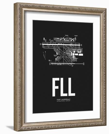 FLL Fort Lauderdale Airport Black-NaxArt-Framed Art Print