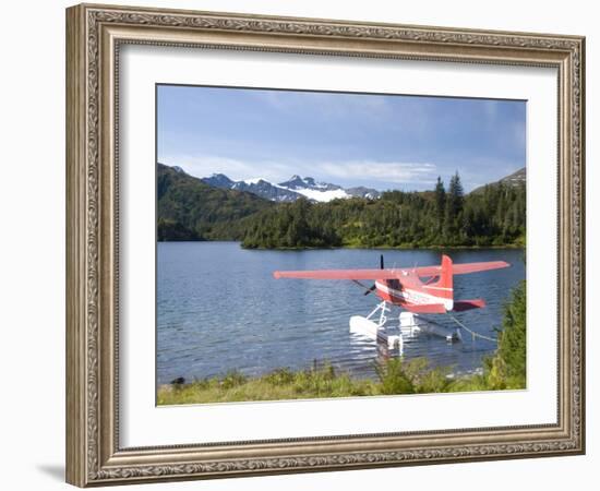 Float Plane Parked at Lake Side, Shrode Lake, Prince William Sound, Alaska, USA-null-Framed Photographic Print