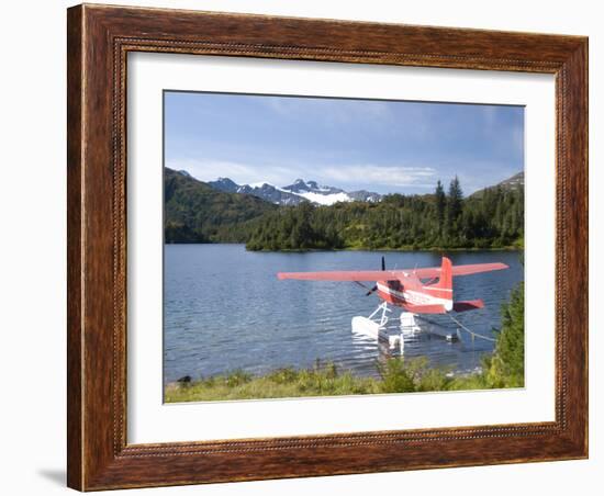 Float Plane Parked at Lake Side, Shrode Lake, Prince William Sound, Alaska, USA-null-Framed Photographic Print