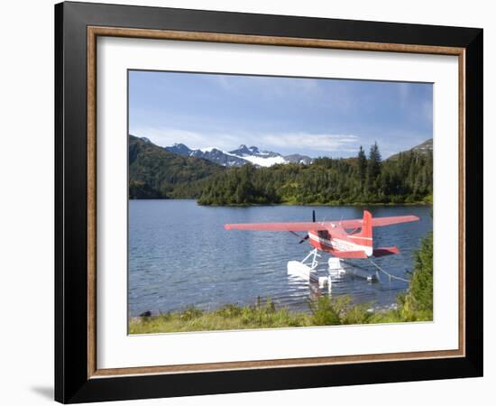 Float Plane Parked at Lake Side, Shrode Lake, Prince William Sound, Alaska, USA-null-Framed Photographic Print
