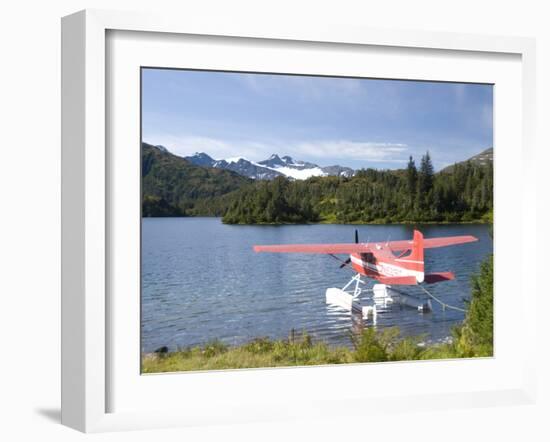 Float Plane Parked at Lake Side, Shrode Lake, Prince William Sound, Alaska, USA-null-Framed Photographic Print