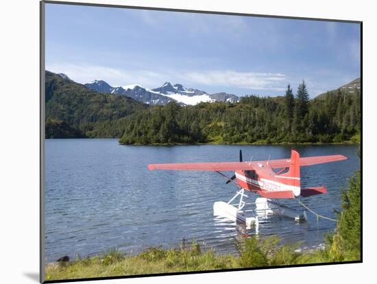 Float Plane Parked at Lake Side, Shrode Lake, Prince William Sound, Alaska, USA-null-Mounted Photographic Print