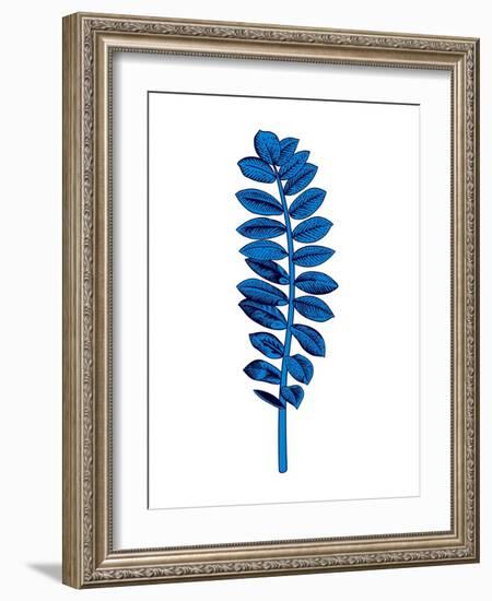 Floating Blue Leaf Branch-Jasmine Woods-Framed Art Print