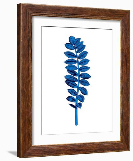 Floating Blue Leaf Branch-Jasmine Woods-Framed Art Print