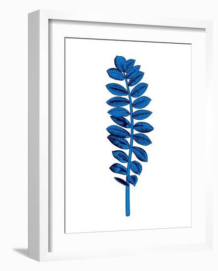 Floating Blue Leaf Branch-Jasmine Woods-Framed Art Print