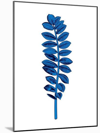 Floating Blue Leaf Branch-Jasmine Woods-Mounted Art Print