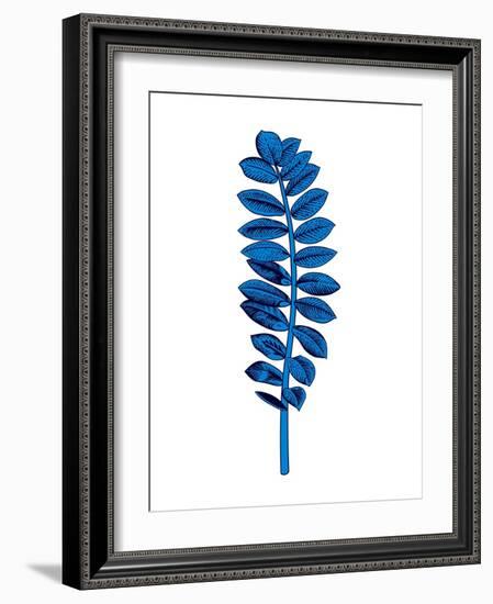 Floating Blue Leaf Branch-Jasmine Woods-Framed Art Print